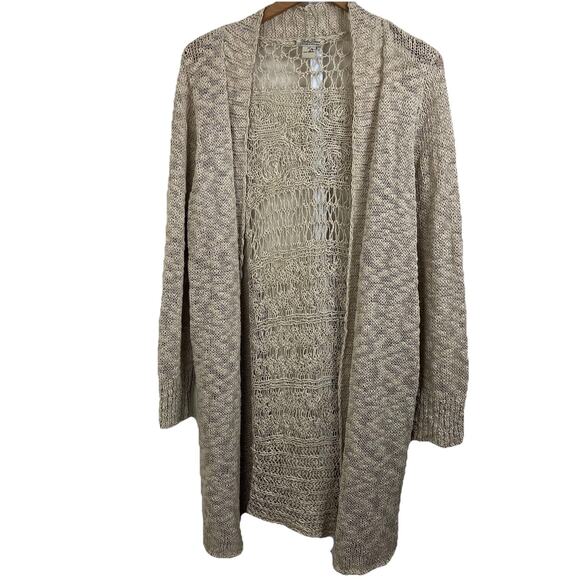 Lucky Brand Sweaters - Lucky Brand Open Knit Crochet Duster Cardigan Womens 2XB Tan Boho Western